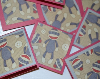 Sock Monkey Mini Cards Monkey Greeting Cards Set of 8