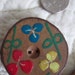 2 Vintage Hand Painted Wood Flower Buttons 1.1/2"