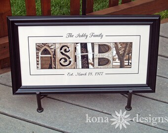 Personalized Last Name Alphabet Letter Photography Sepia Print - 10x20 Unframed