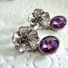 Stud earrings Spring fashion Sterling silver earrings Light purple Swarovski crystal and a big rhodium flower earrings Mothers day Jewelry