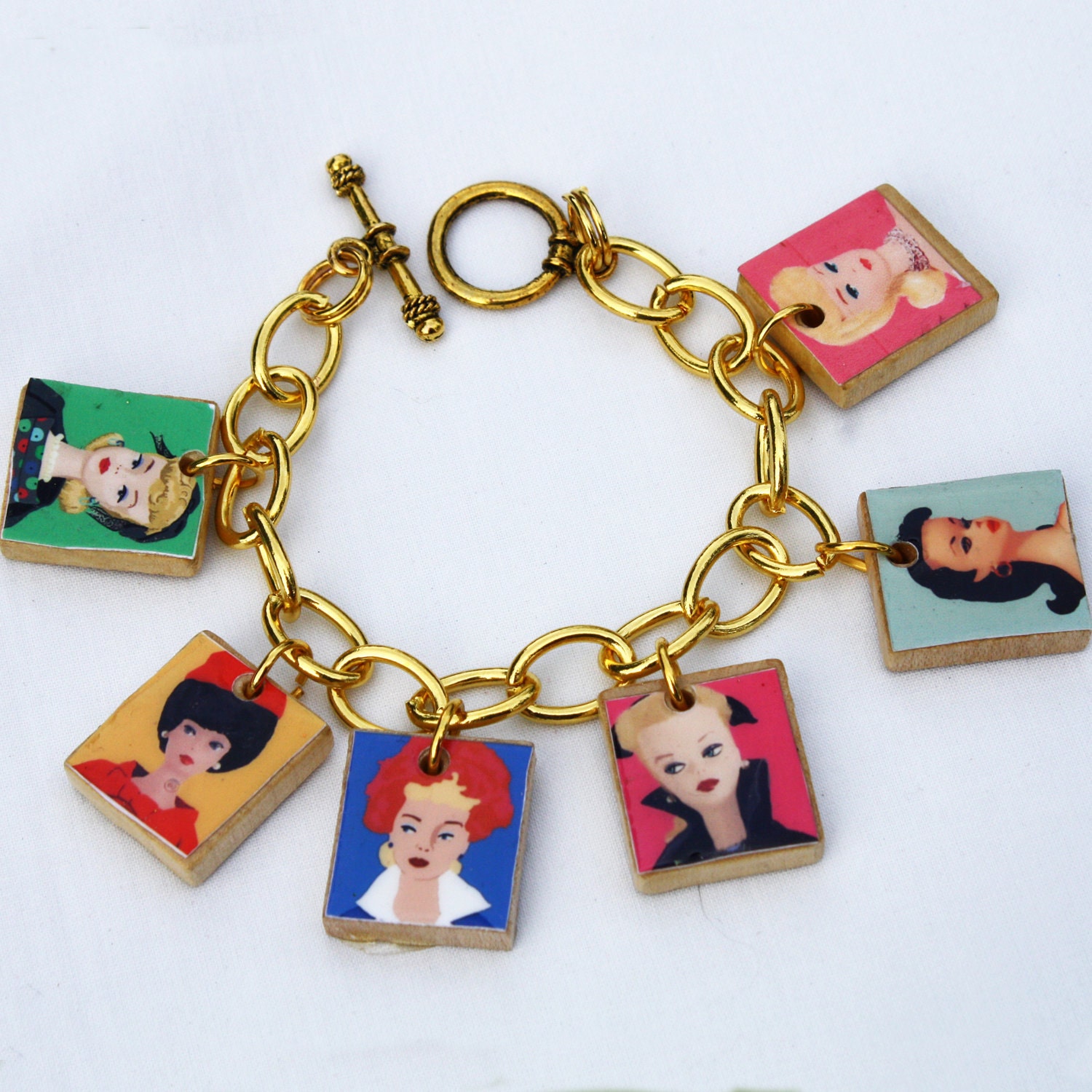 Vintage Barbie Scrabble Charm Bracelet by cookiecrumbcrafts