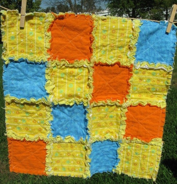 CLEARANCE Daisy Striped Rag Quilted Security by FrayedFuzzies