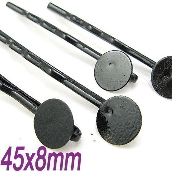 50PCS Black plated metal bobby pins with pad by craftsutopia