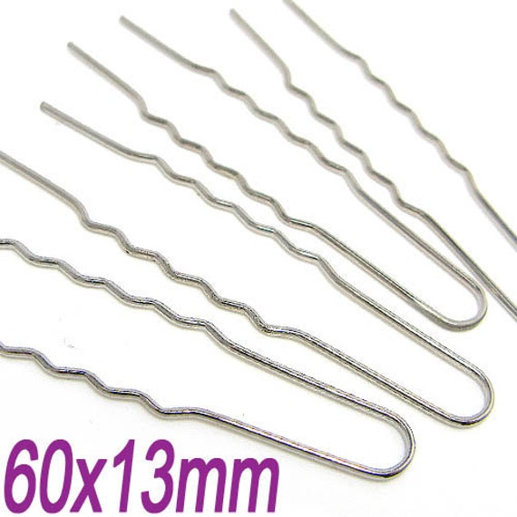 30PCS Silver tone THIN U shape hair pins 60x13mm by craftsutopia