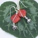 Red Coral Earrings with Pretty Flower, Sterling Silver Earrings, Wire Wrapped Earrings, Gemstone Earrings, Red Earrings, Handmade Jewelry