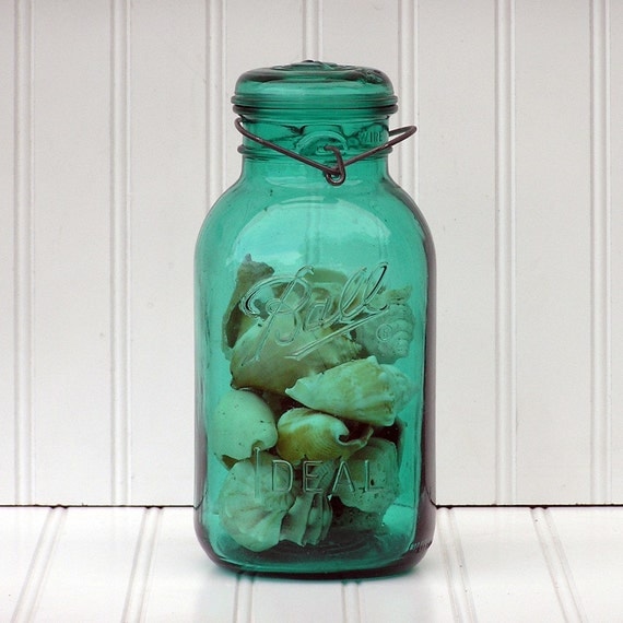 Extra Large Aqua Vintage Mason Jar