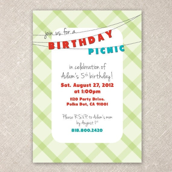 Picnic Birthday Party Invitation Wording