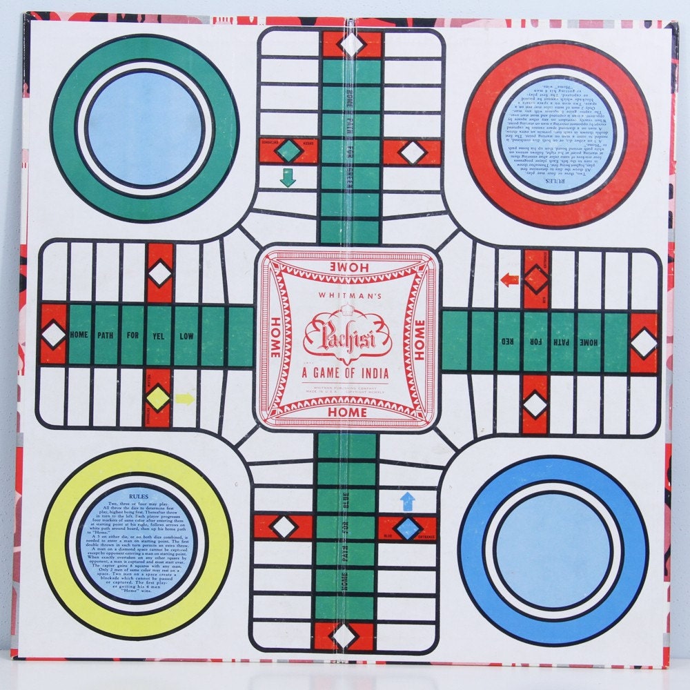 Vintage Whitman's Pachisi Parcheesi Game Board 1969