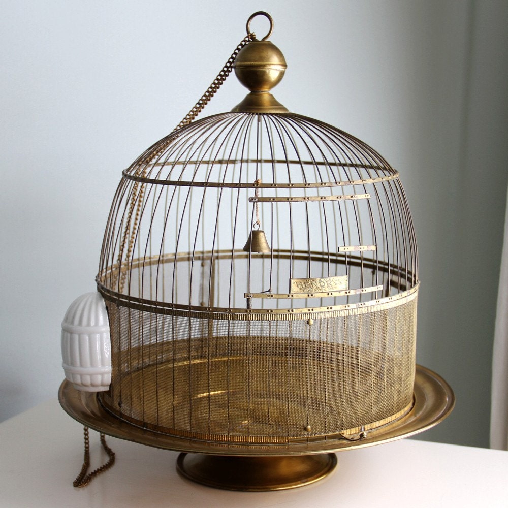 Vintage Hendryx Brass Bird Cage 1930's