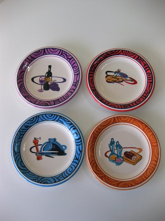 Mid Century Modern Decorative Plates Set of 4 by