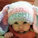 Newborn Baby 0-3m Soft Rainbow Crochet Flopsy Bunny Hat - Everyday Wear or Photography Prop For Infants