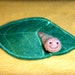 My Friend Worm - Needle Felted Worm and Wool Felt Leaf Pouch