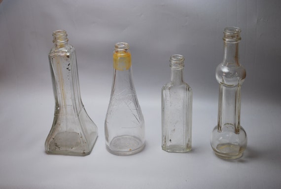 Antique BOTTLES Vintage Bottles odd shape MEDICINE / Oil