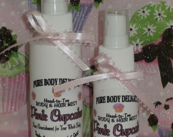 SPECIAL--Pure Body Delights--Head-to-Toe---PINK CUPCAKE---Silk Protein Body and Hair Mist Spritzes--So Sweet