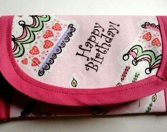 Happy Birthday fabric Gift Card Wallet Envelope 5x3 inch Envelope, clutch, bags and Purses
