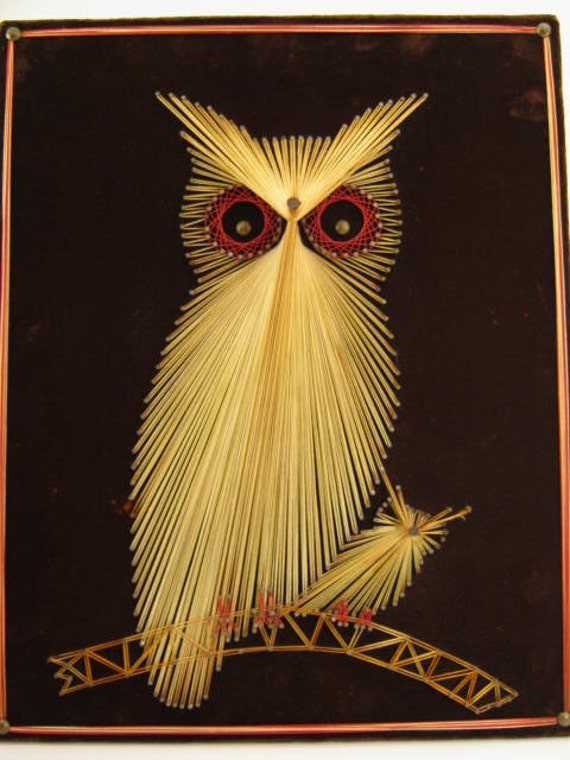 Vintage 70s String Art Owl Picture Retroterapia - Riset