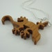 Gecko Lizard Necklace Wood Scroll Saw Pendant Hand Cut