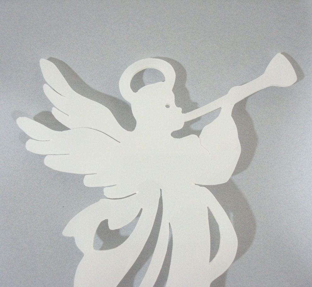 Acrylic Angel Ornament White Hand Cut Scroll by 