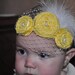 50% off today use code NEW50 Lemon Pie couture vintage inspired headband for baby girl handmade fabric rosettes