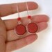 Abstract Rectangular Pattern Shade of Red Polymer Clay earring with Coral Cubic Beads