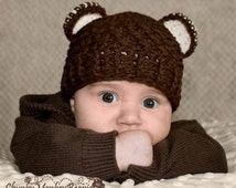 6 to 12 Months Baby Boy Hat, Chunky Monkey Hat, Crochet Flapper Beanie, - il_214x170.327292456