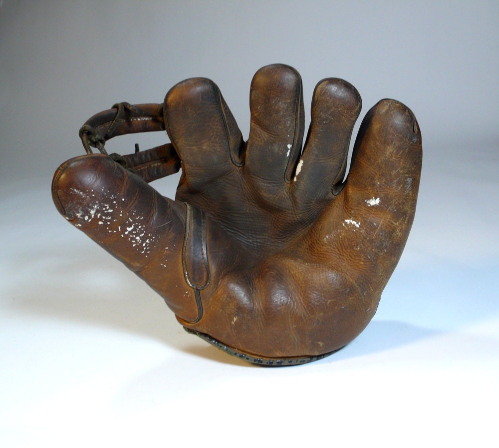 reserved / vintage 1920s LEATHER BASEBALL GLOVE mitt