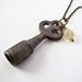 Vintage Skeleton Key and Citrine Pendant Necklace