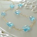 Bright Blue Topaz Necklace Genuine Semiprecious Gemstone Rectangles AAA December Birthstone Wire Wrapped Gold Jewelry Complimentary Shipping