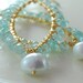 Apatite Earrings Wire Wrapped Marquise Pale Aqua Tiffany Blue Freshwater Pearls Indian Inspired Gold Jewelry Complimentary Shipping