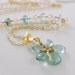 Genuine Moss Aquamarine Necklace Chain Gemstone Flower Floral Pendant Wire Wrapped Gold Jewelry Complimentary Shipping