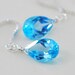 Swiss Blue Topaz Earrings Genuine Gemstone Threaders December Birthstone Wire Wrapped Sterling Silver Jewelry Complimentary Shipping