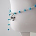 Genuine Turquoise Anklet Bright Aqua Gemstone Jasmine Flower Sterling Silver Wire Wrapped Jewelry Complimentary Shipping