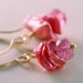 Pink Tourmaline Earrings Genuine Natural Coral Keishi Keshi Pearls Feminine Pretty Wire Wrapped Gemstone Gold Jewelry Complimentary Shipping