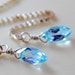 SALE Blue Topaz Threader Earrings Marquise Semiprecious AAA Gemstone Sterling Delicate Sterling Silver Jewelry Free Shipping