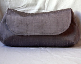 Lilac Silk Dupioni Clutch - Formal Clutch Gray / Purple