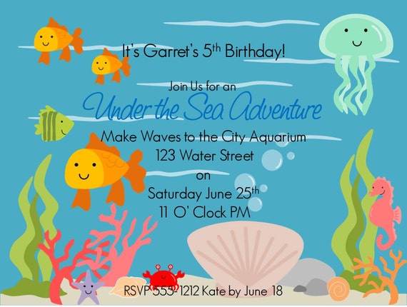 Under the Sea Printable Invitations w/ matching Envelope Address Wraps Il_570xn