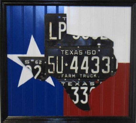 Small Black Vintage Texas License Plate Art