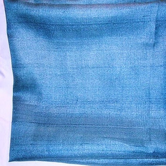Ahimsa Peace Silk Fabric in Sea Blue Color Half Yard