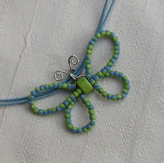 Blue Green Butterfly - Necklace for Girl