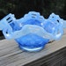 RESERVED Fenton Open Edge Basketweave blue opalescent dish