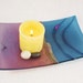 Fused Glass Sushi Dish - Iridized Lavender and Slate Blue with Dichroic Accents