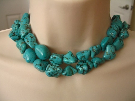 Megan Fox inspired Chunky Turquoise Necklace by auroralong