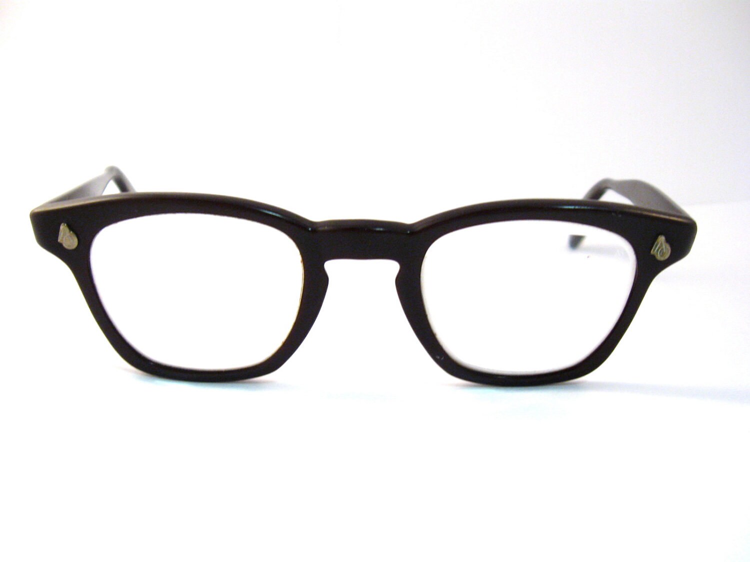 brown horn rimmed glasses. mens unisex. 1950s retro american
