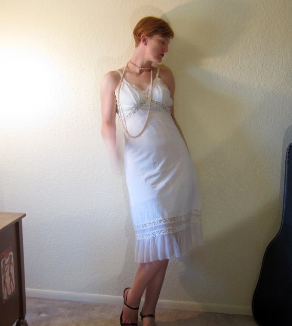 Items Similar To Vintage 50s White Full Slip With Lace And Accordian