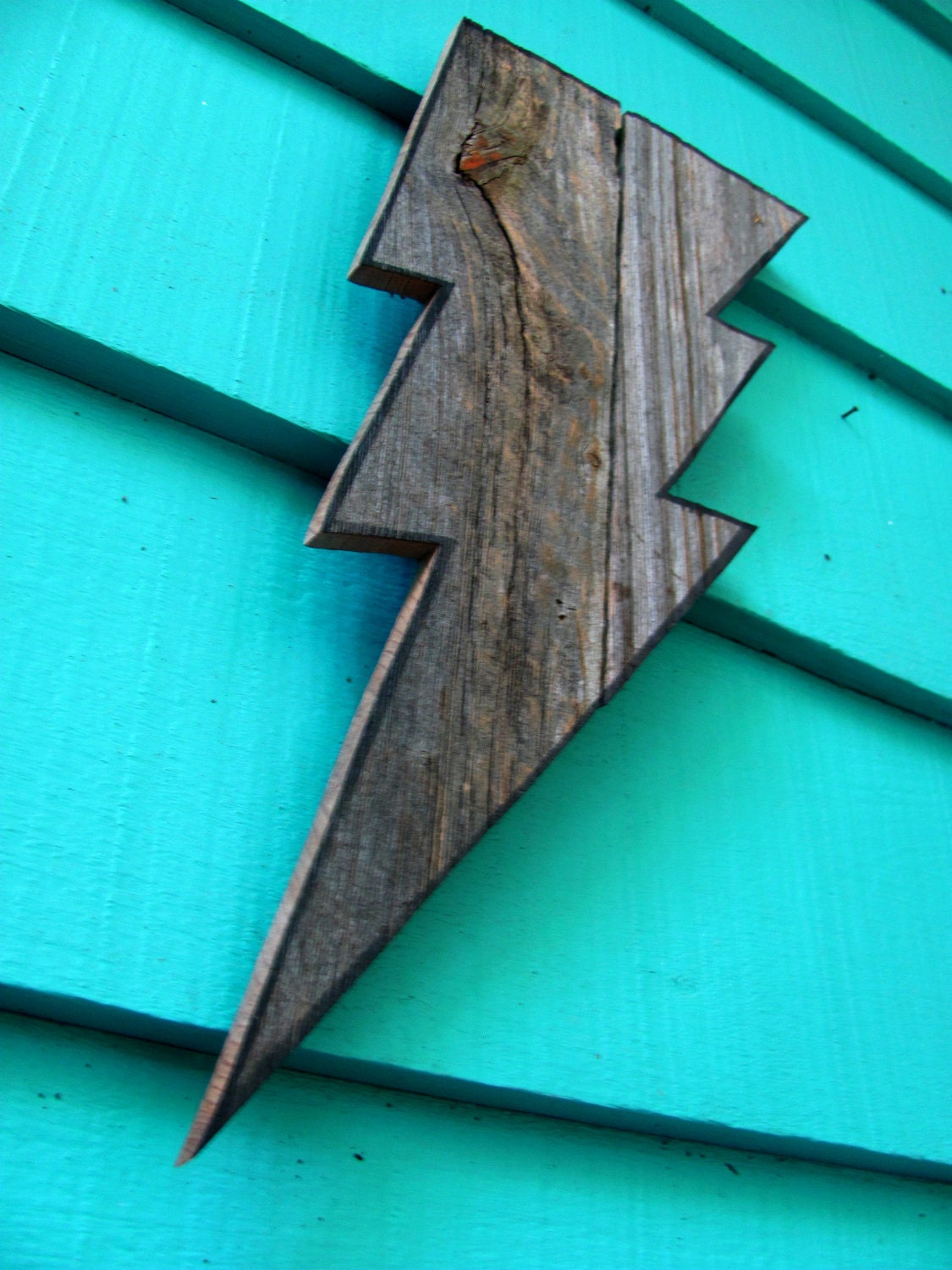 Lightning Bolt. Made of recycled wood wooden wall art