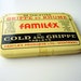 Antique Art Deco Belladonna Medicine Tin Box FAMILEX Montreal Co - Butter Yellow French Apothecary Pharmacy Decor Collectible