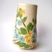 Beautiful Vintage Handmade Rustic Pottery Vase Flowers Spider Web Glazed Design - Shabby Chic Vase - Yelllow Blue & Green