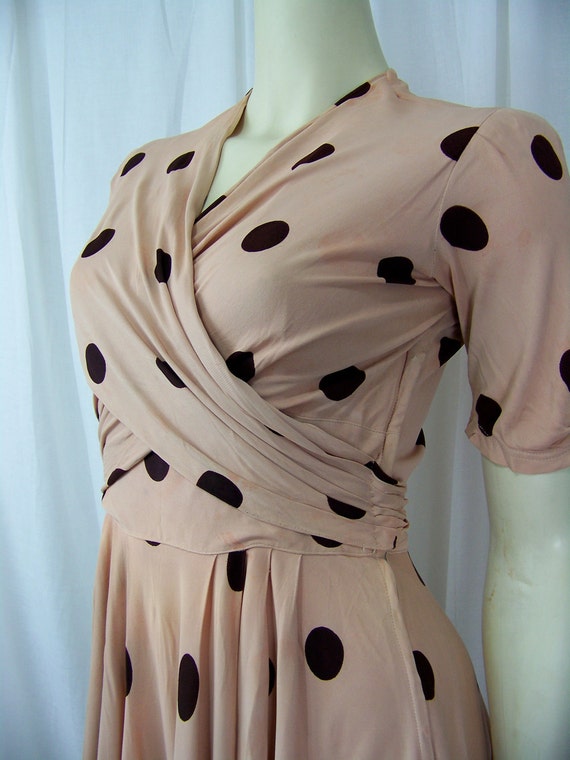 Vintage 1940s Polka Dot Nylon Wrap Dress