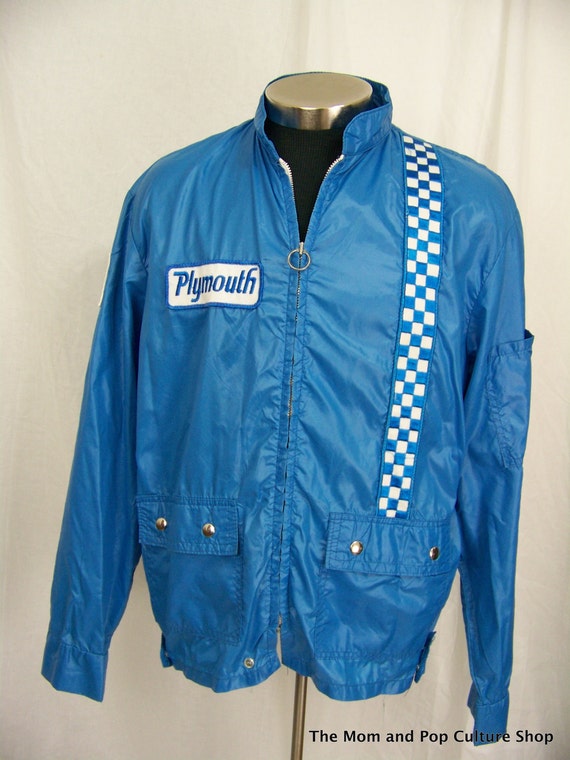 Vintage 1960s Plymouth racing jacket checkerboard windbreaker