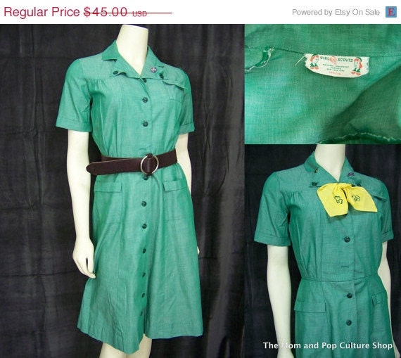 ON SALE 1950s Girl Scout Leader Uniform Vintage shirtwaist